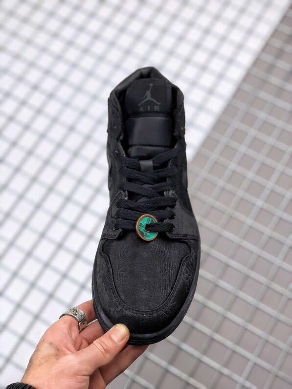 CLOT x Air Jordan 1 Mid Fearless Sneakers in Black - product image from the listing.