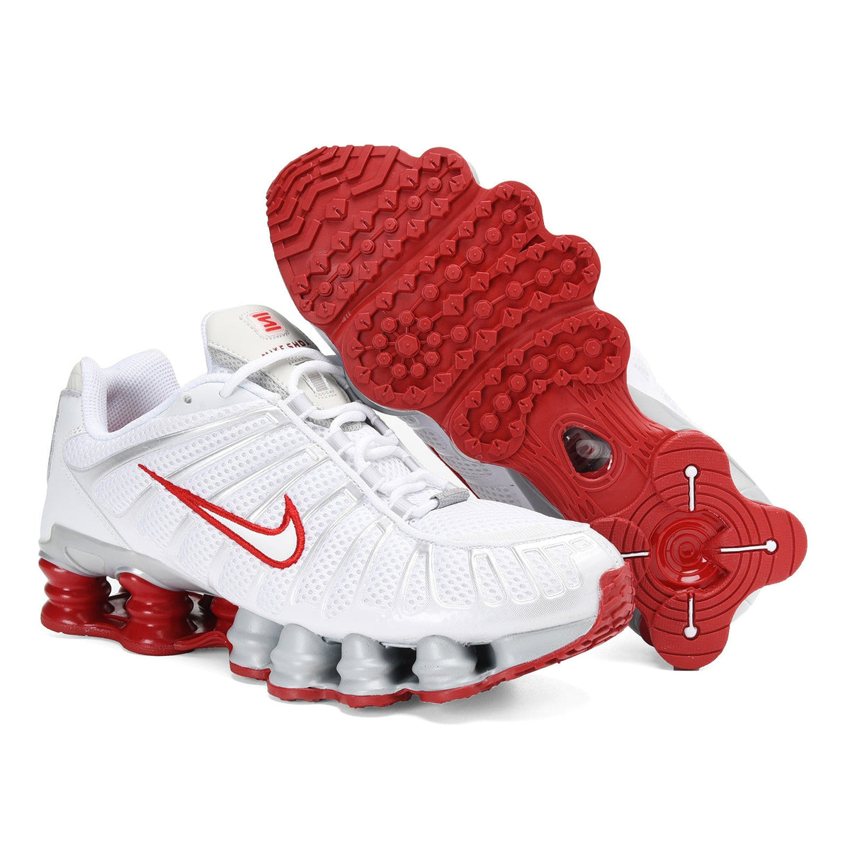 White and Red Nike Shox TL Sneakers - product image from the listing.