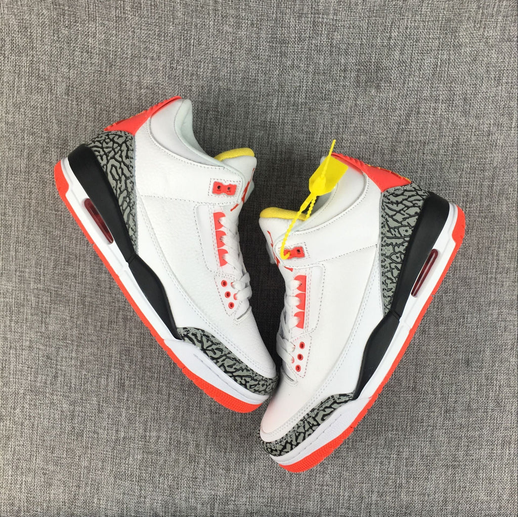 Air Jordan 3 White, High-Top Sneakers in Red and Black - product image from the listing.
