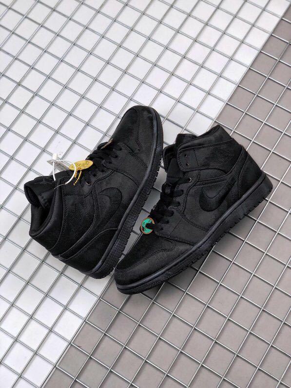 CLOT x Air Jordan 1 Mid Fearless Sneakers in Black - product image from the listing.