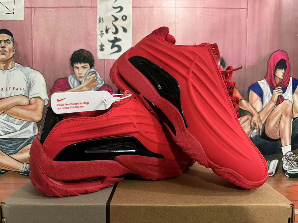 Nike Air Flightposite Basketball Shoes in Red and Black - product image from the listing.
