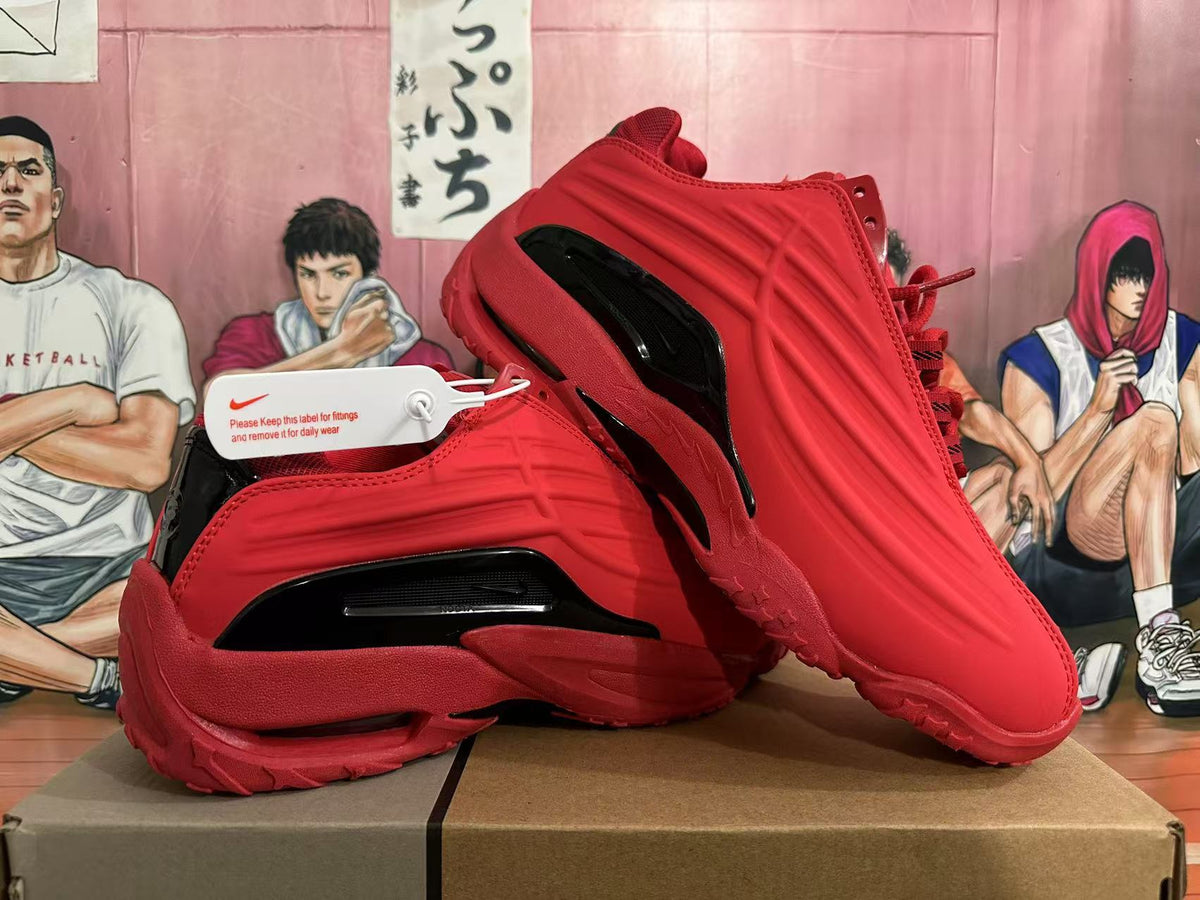 Nike Air Flightposite Basketball Shoes in Red and Black - product image from the listing.