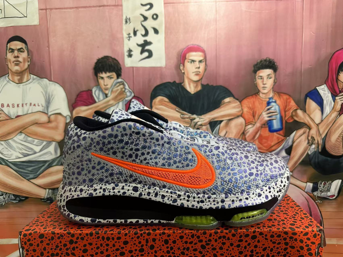 Nike Basketball Footwear, Gray and Orange Speckled Design - product image from the listing.