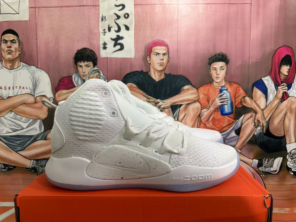 Nike Zoom Basketball Shoes in White and Silver - product image from the listing.