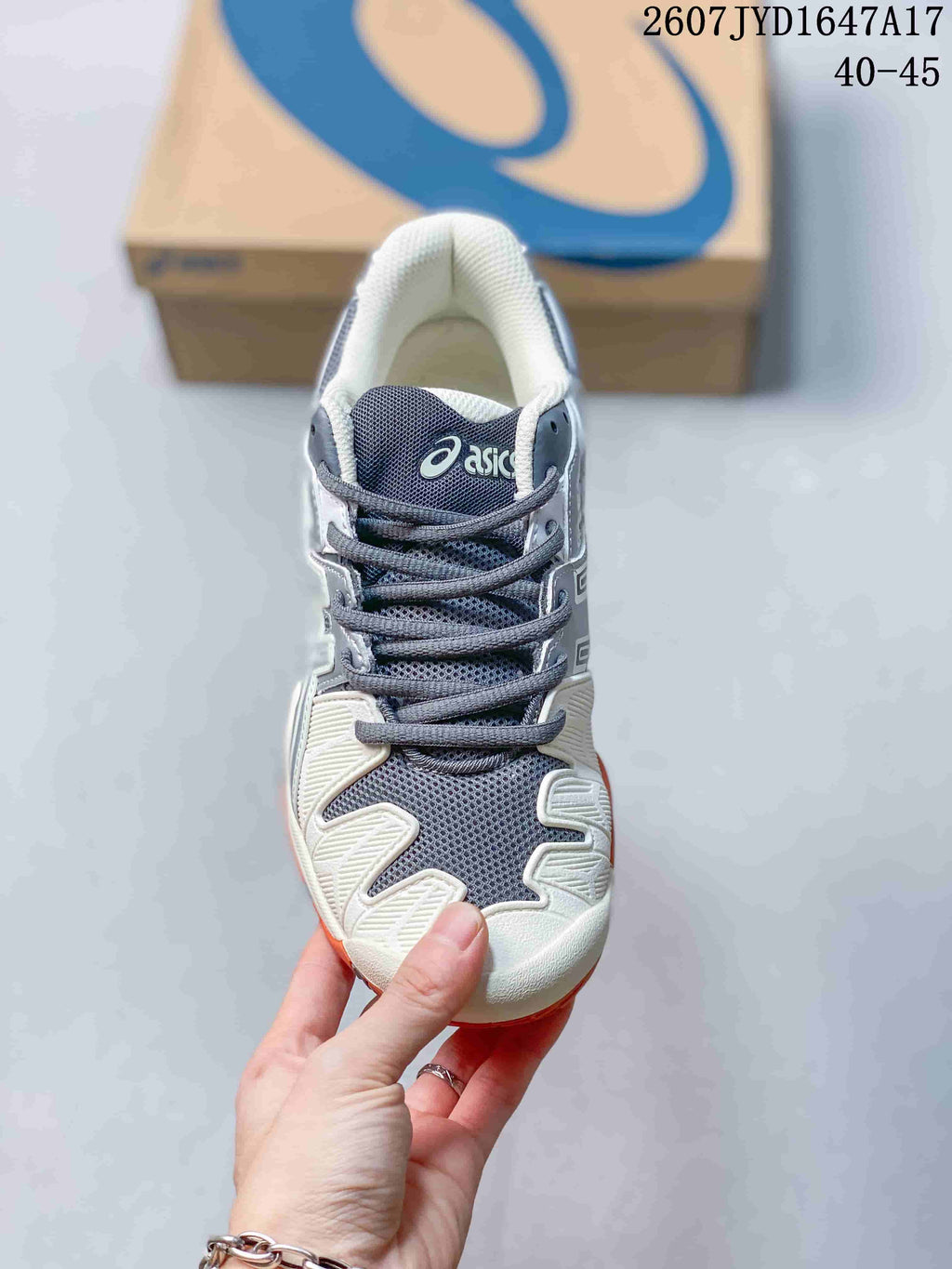ASICS GEL-RESOLUTION 5 Tennis Shoes in White Grey Orange - product image from the listing.