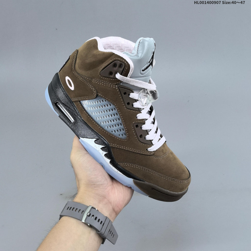 Air Jordan 5 Retro High-Top Sneakers in Brown and Pink - product image from the listing.