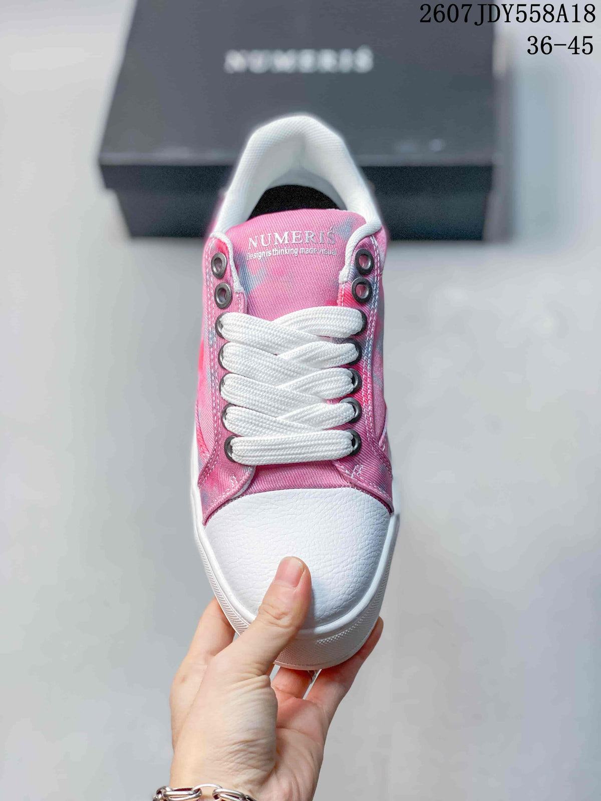 NUMERIS Pink and White Low-Cut Platform Sneakers 711085UYQ - product image from the listing.