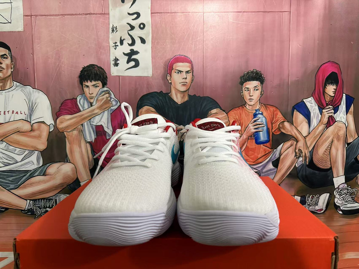 Nike White and Pink Rose Print Basketball Footwear - product image from the listing.