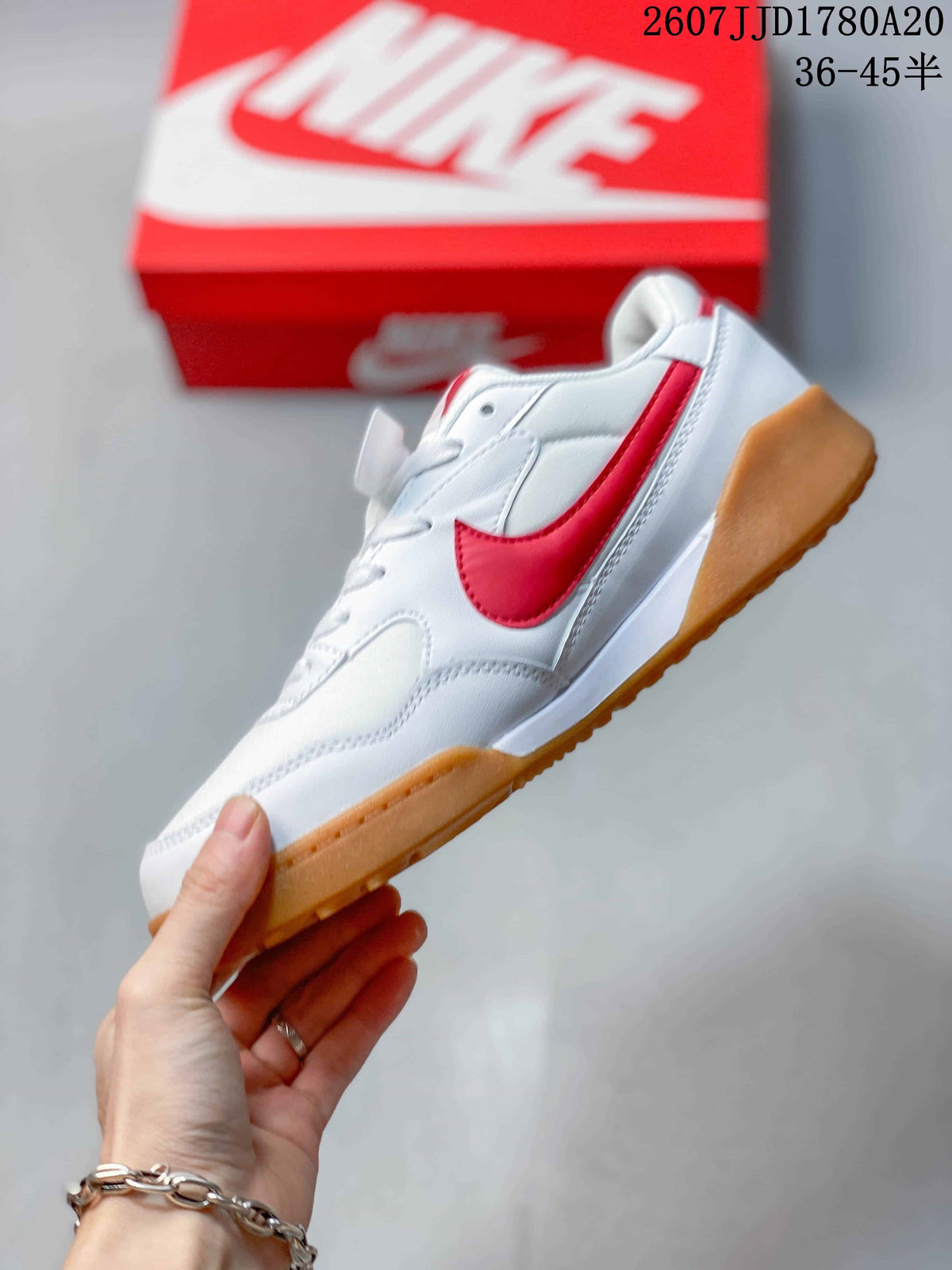 Nike Terra Manta Suede Trainers White Red Gum Sole - product image from the listing.
