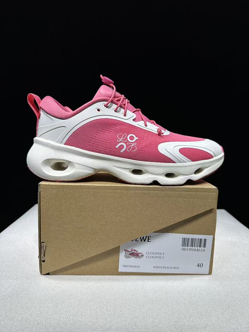 On x LOEWE Cloudventure 3.0 Sneakers in White Peach Red - product image from the listing.