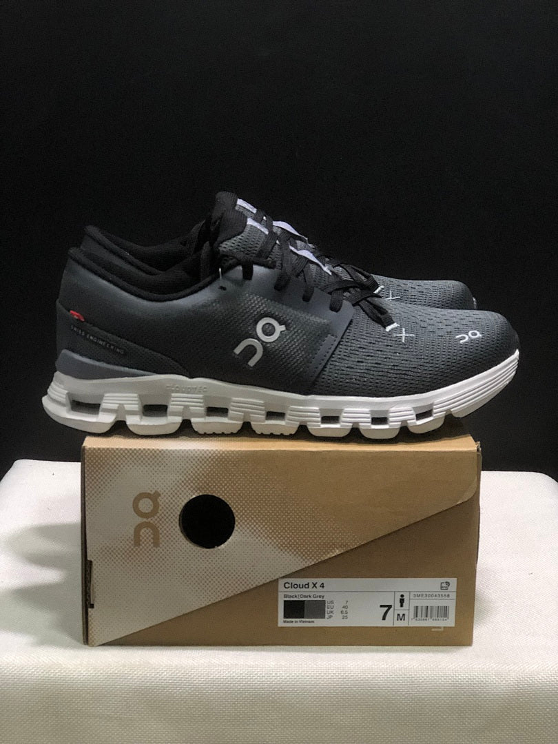 Black and Dark Grey On Cloud X 4 Sneakers - product image from the listing.