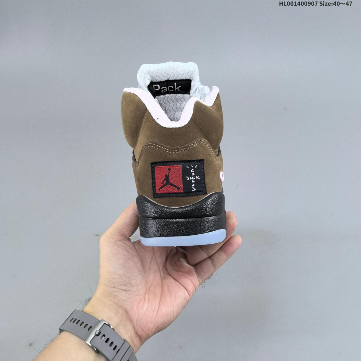 Air Jordan 5 Retro High-Top Sneakers in Brown and Pink - product image from the listing.