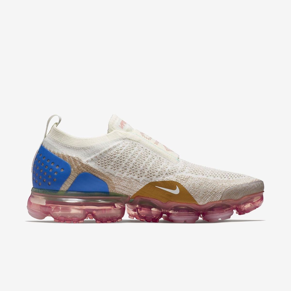 Nike Air VaporMax Flyknit Moc 2 Sneakers, in Sail and Blue - product image from the listing.
