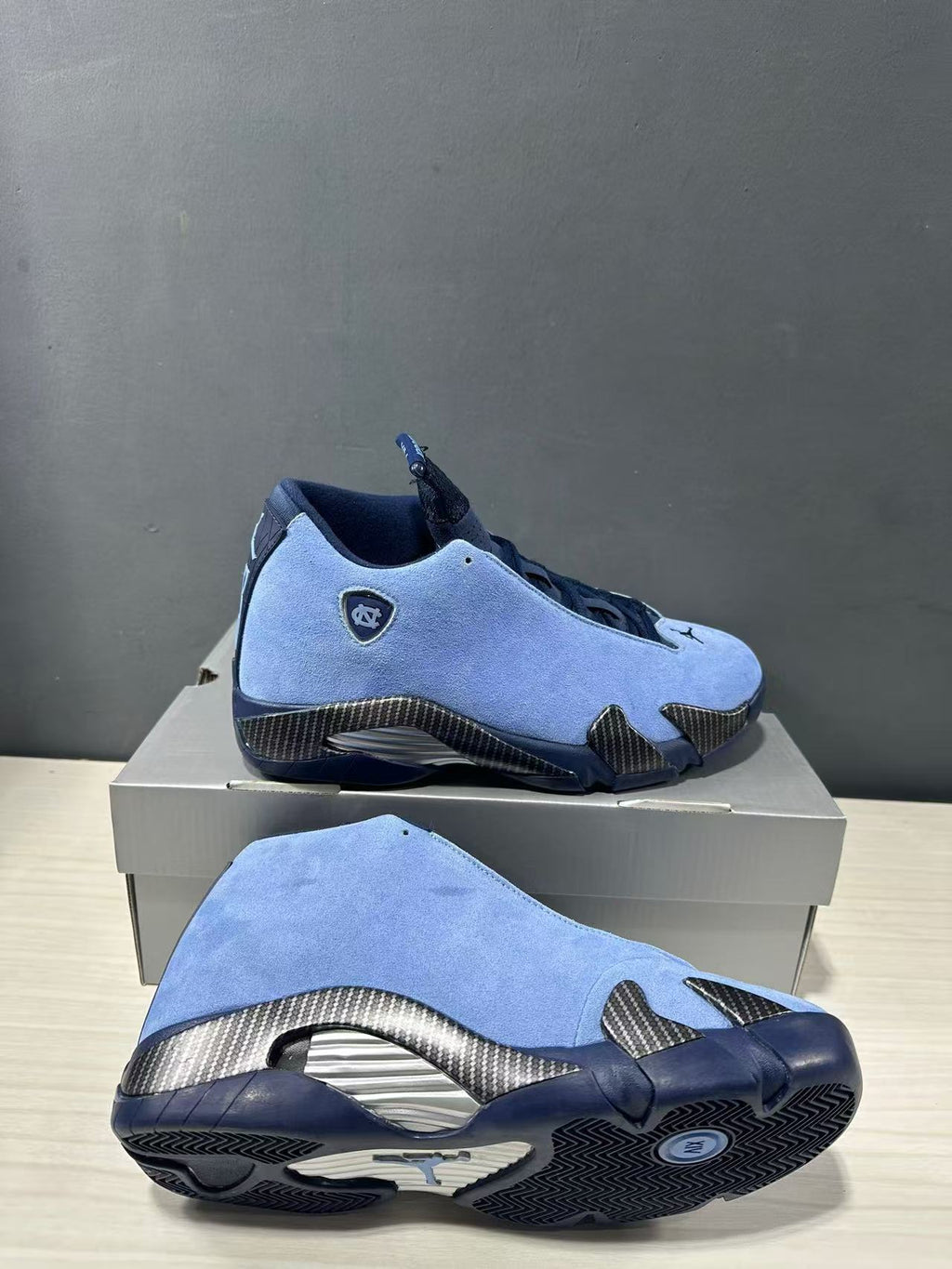Air Jordan 14 Retro Howard PE Blue Sneakers IF5015-407 - product image from the listing.