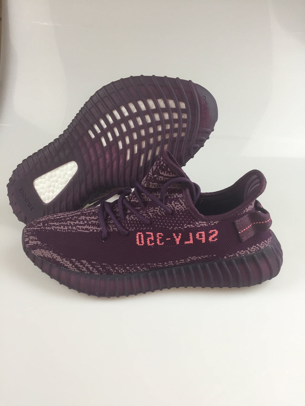 Black and Beige Yeezy 350 V2 Knit Sneakers - product image from the listing.