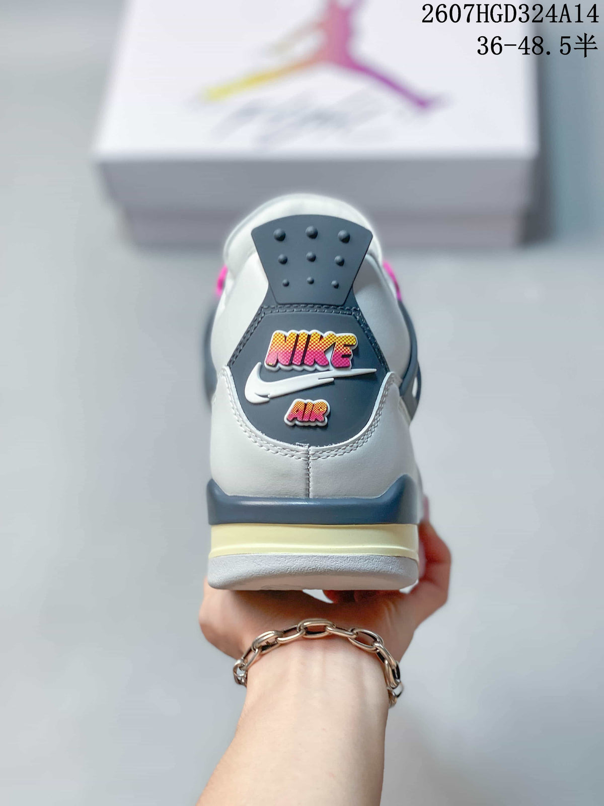 Air Jordan 4 Retro Comic White Black Pink Sneakers - product image from the listing.