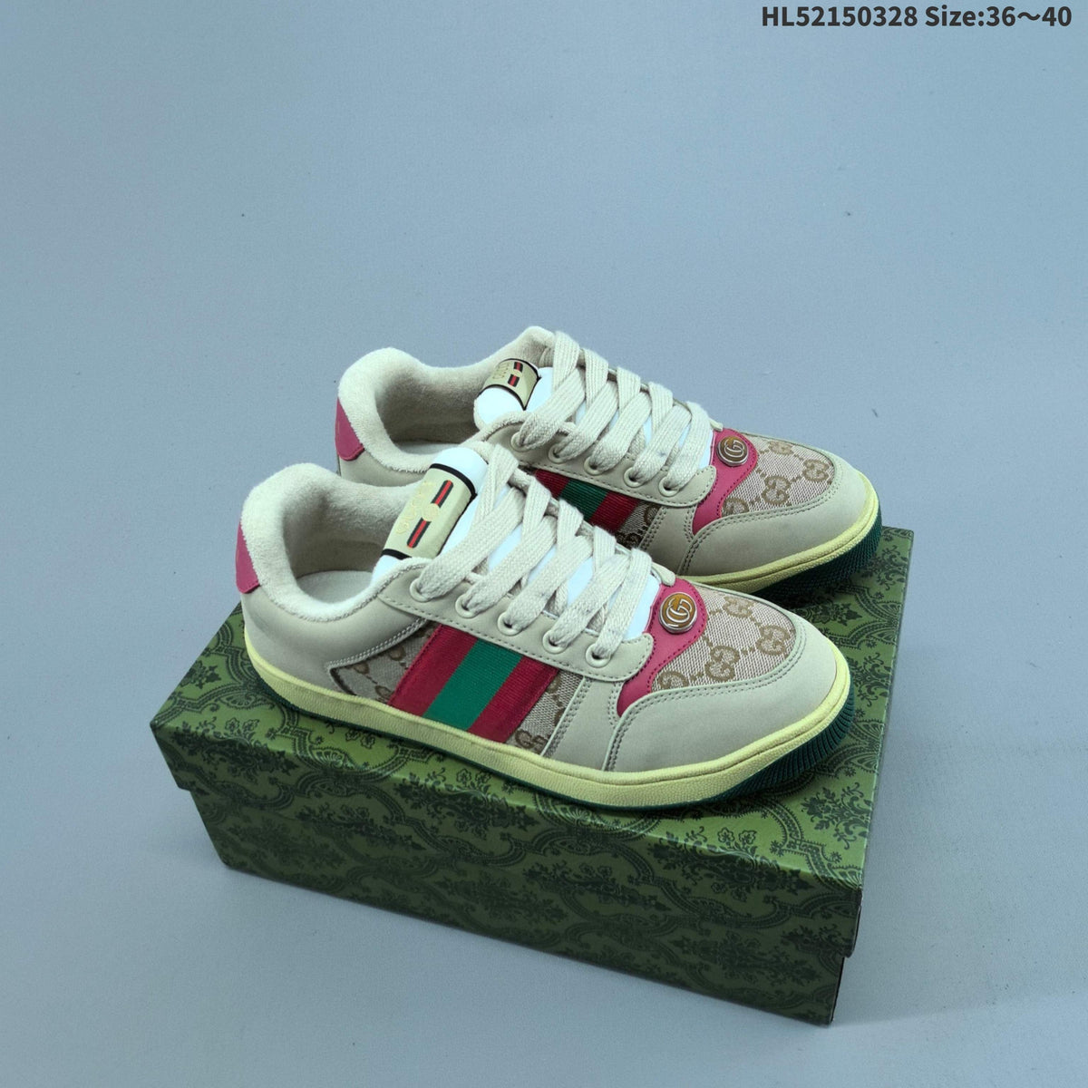 Gucci Screener Distressed Low-Cut Sneakers - product image from the listing.