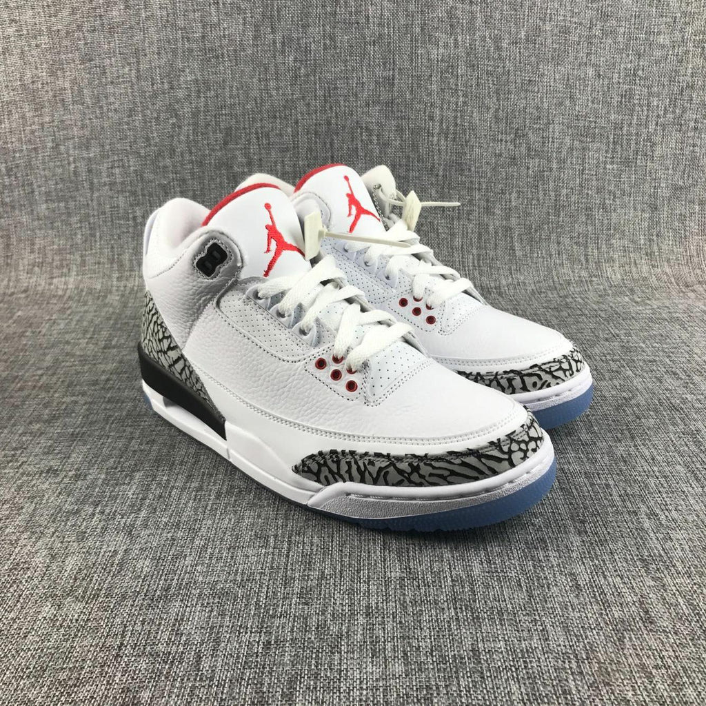 Air Jordan 3 White Cement Sneakers with Translucent Blue Sole - product image from the listing.