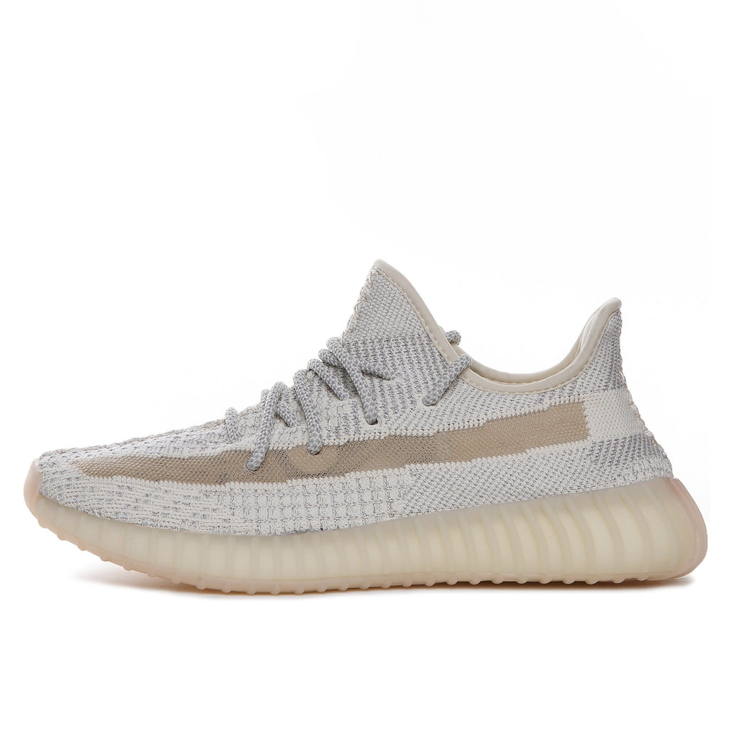 Light Gray and Cream Yeezy 350 V2 Knit Sneakers - product image from the listing.