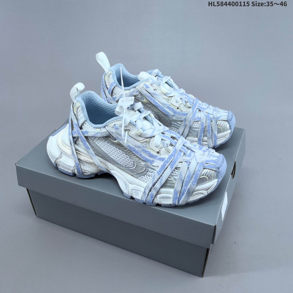 Balenciaga Phantom Trainers in White and Light Blue, Style 825597 - product image from the listing.