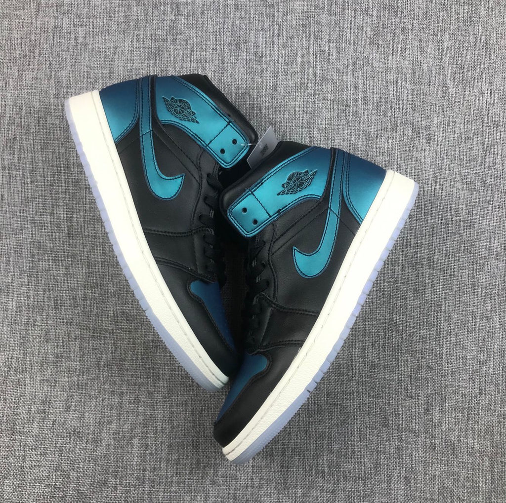 Air Jordan 1 Mid BQ6472-009 Sneakers in Black and Turquoise - product image from the listing.