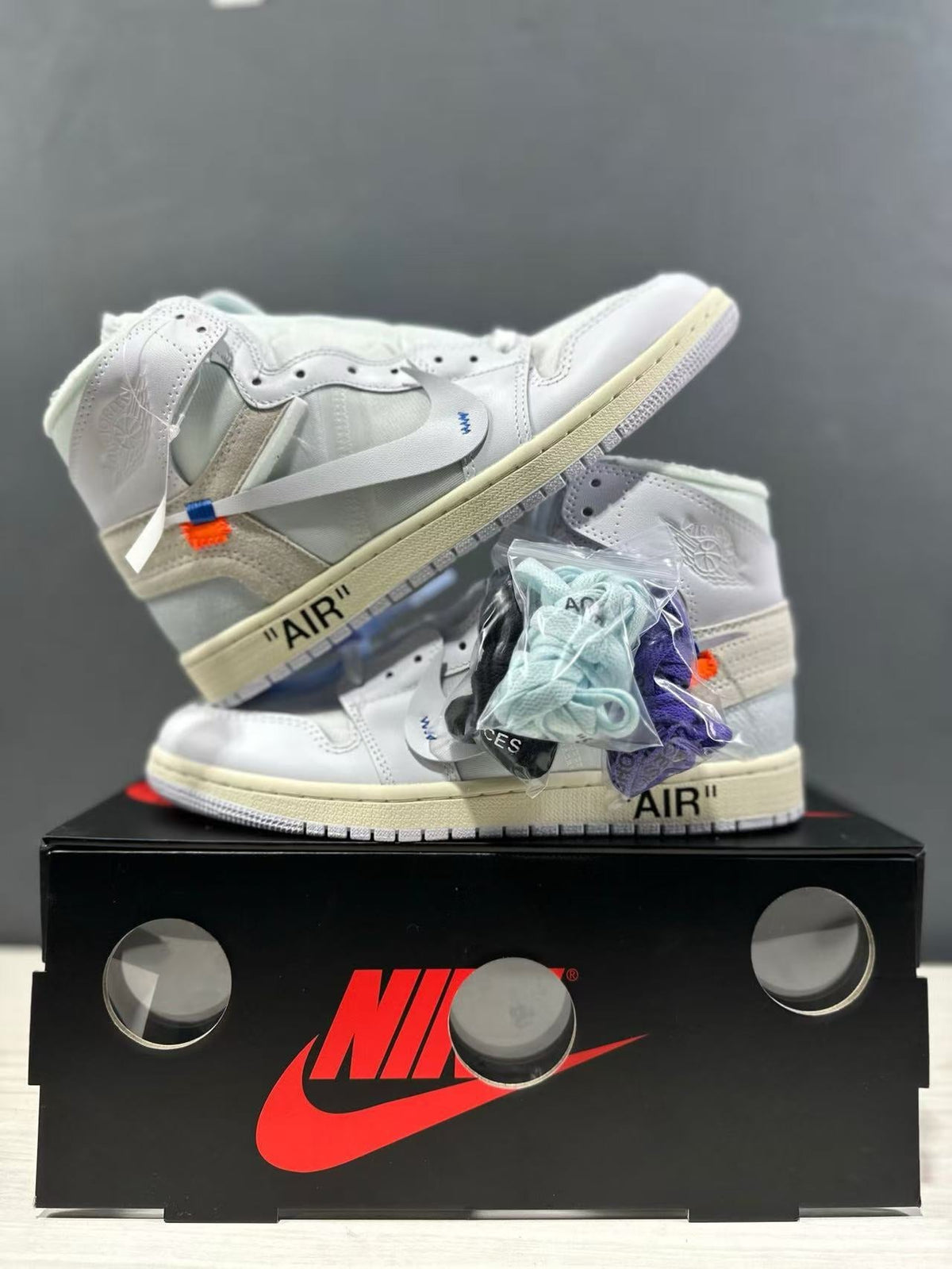 Air Jordan 1 High White Blue AA3834-100 Sneakers - product image from the listing.