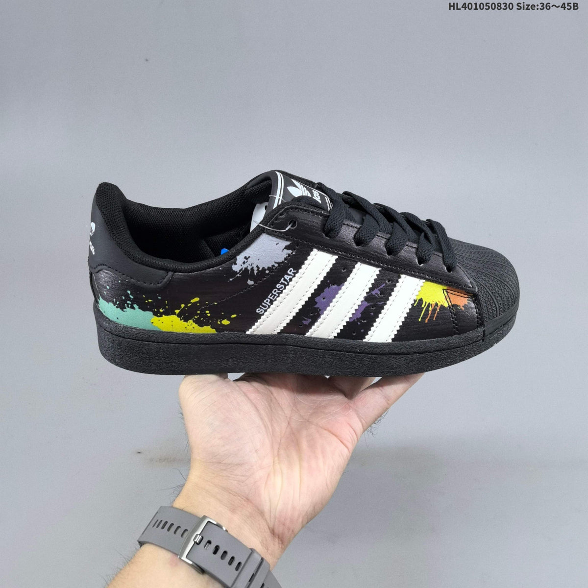 Adidas Originals Superstar Low-Cut Sneakers, Black Graphic - product image from the listing.