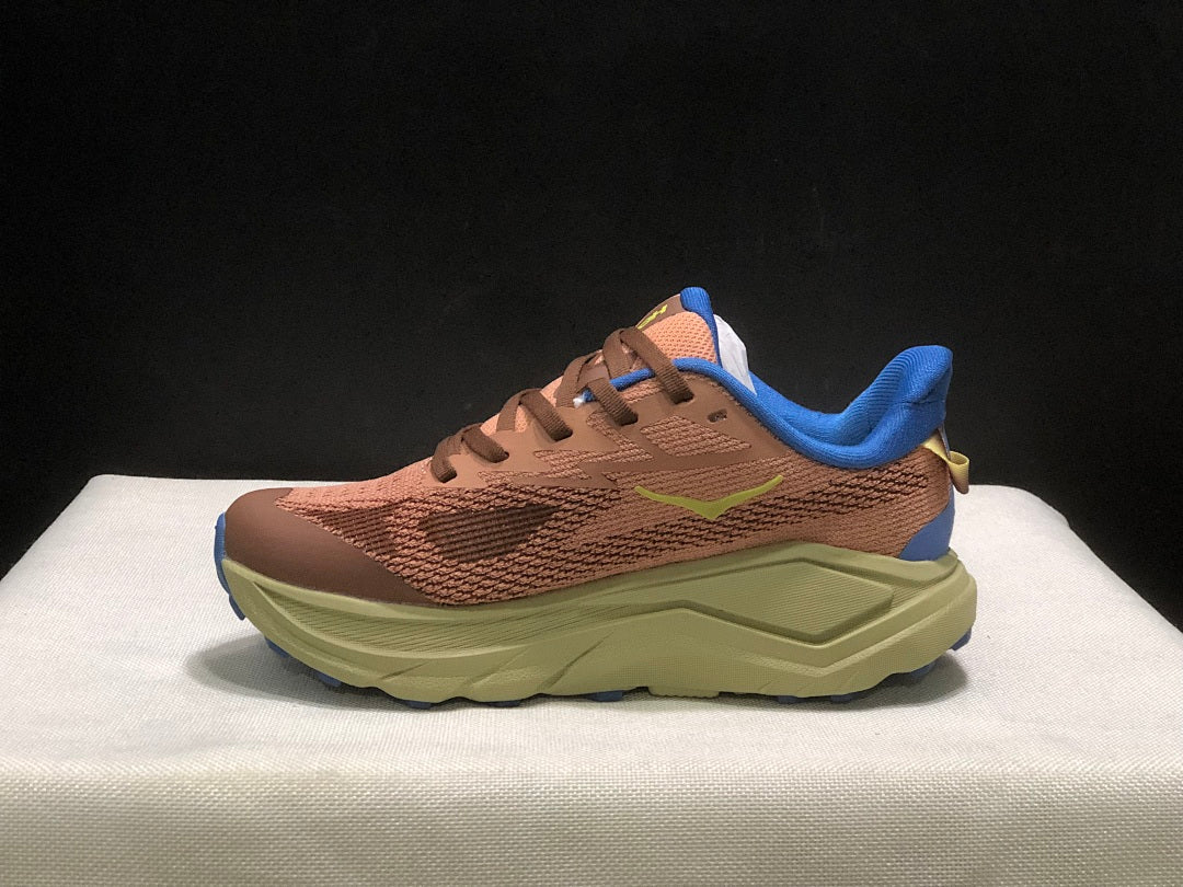 HOKA Challenger 8 Trail Running Shoes in Brown Blue - product image from the listing.