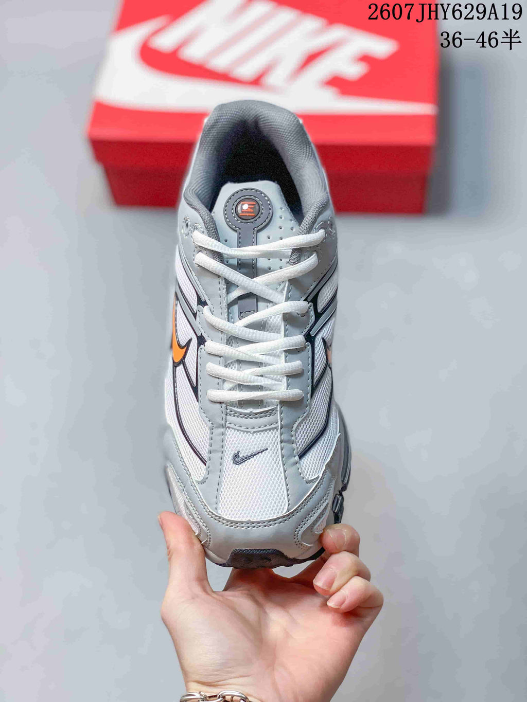 Nike Shox Ride 2 Sneakers in Grey White Orange 711395WPR - product image from the listing.