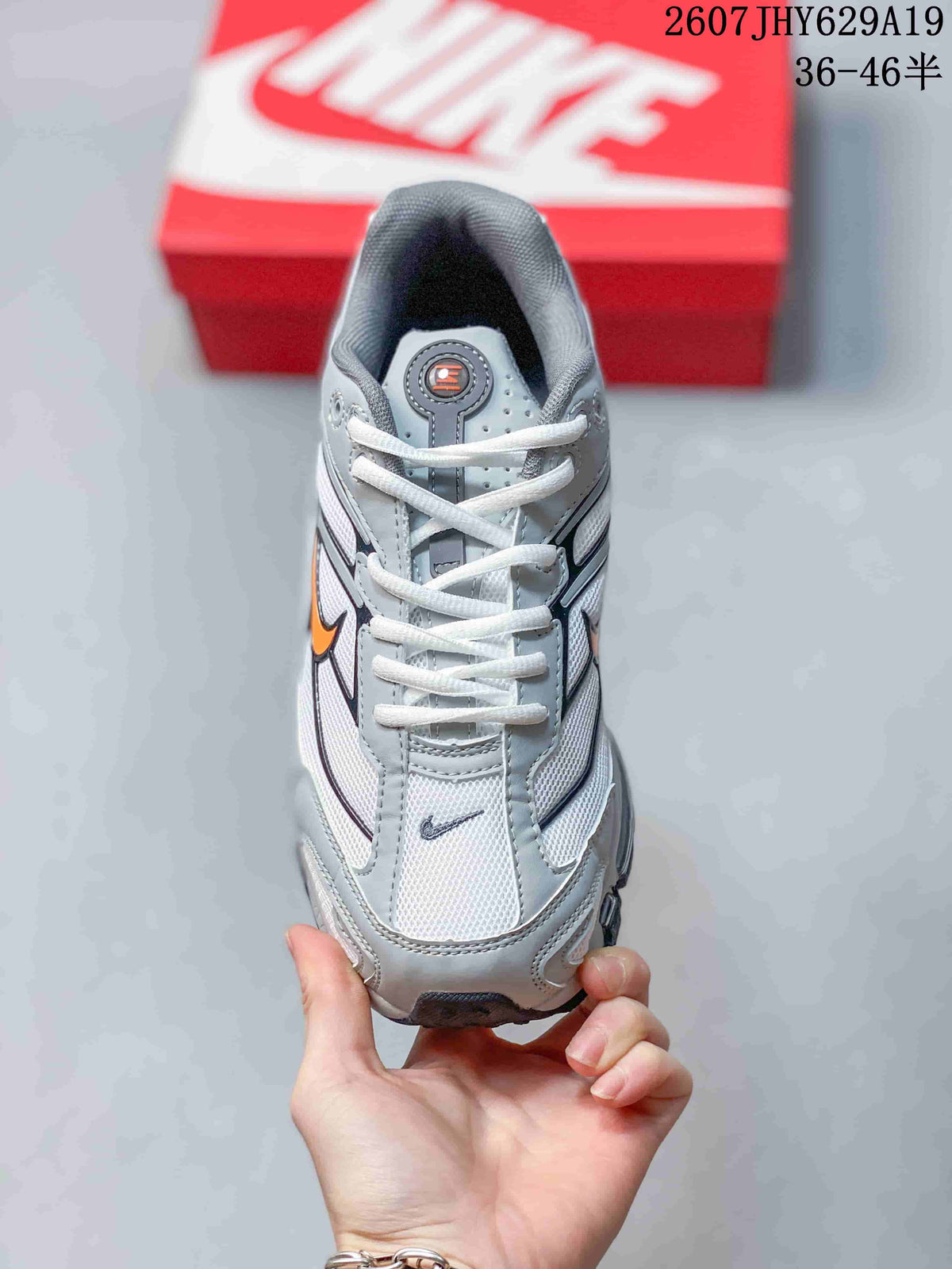 Nike Shox Ride 2 Sneakers in Grey White Orange 711395WPR - product image from the listing.
