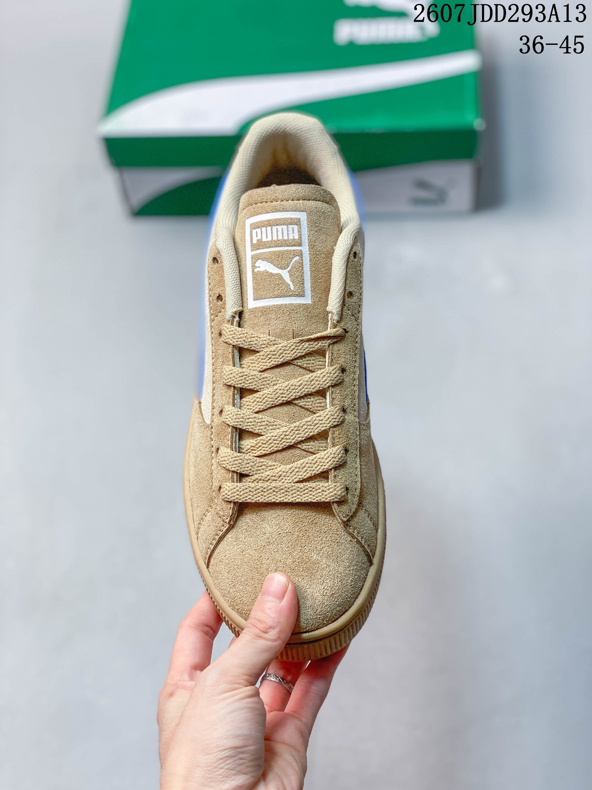 PUMA BMW MMS Suede XL Sneakers in Tan and Blue 2607JDD293A13 - product image from the listing.