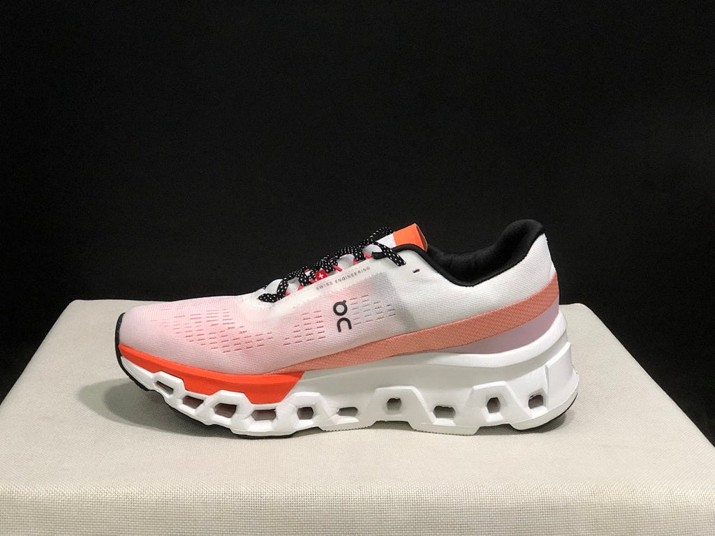 White and Orange On Cloudmonster 2 Running Shoes - product image from the listing.
