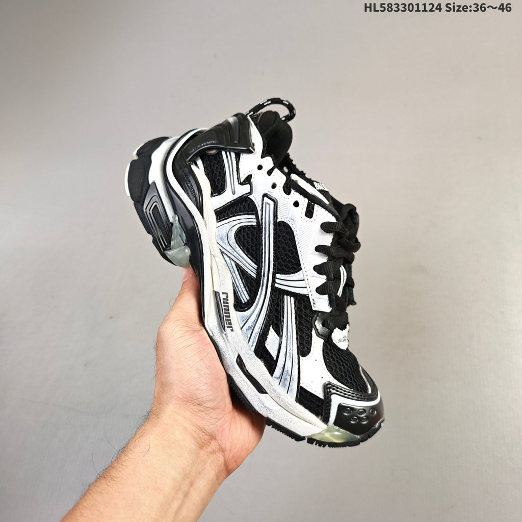Black and White Balenciaga Runner Low-Top Sneakers - product image from the listing.