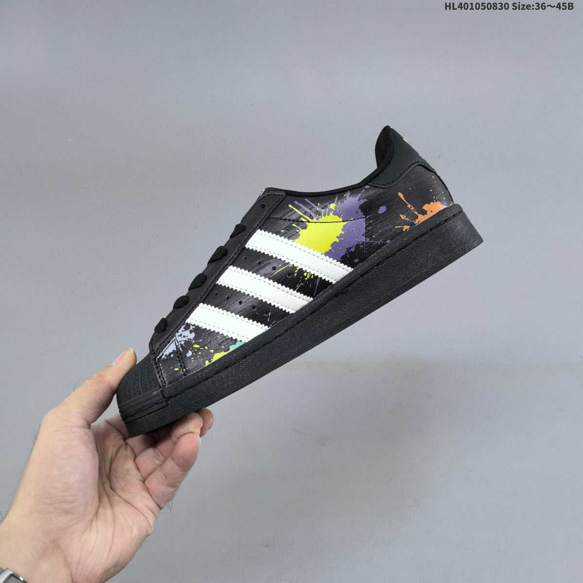 Adidas Originals Superstar Low-Cut Sneakers, Black Graphic - product image from the listing.