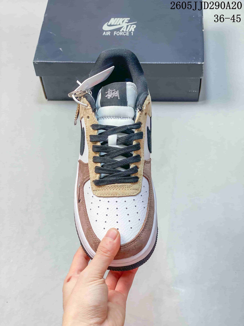 Women's Nike Air Force 1 Shadow Sneakers Beige Pink Black - product image from the listing.