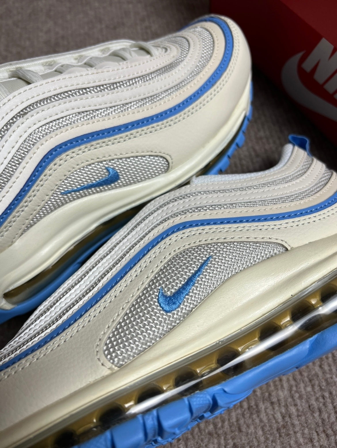 Sneakers, White and Blue, - Nike Air Max 97 FN7492-133 - product image from the listing.