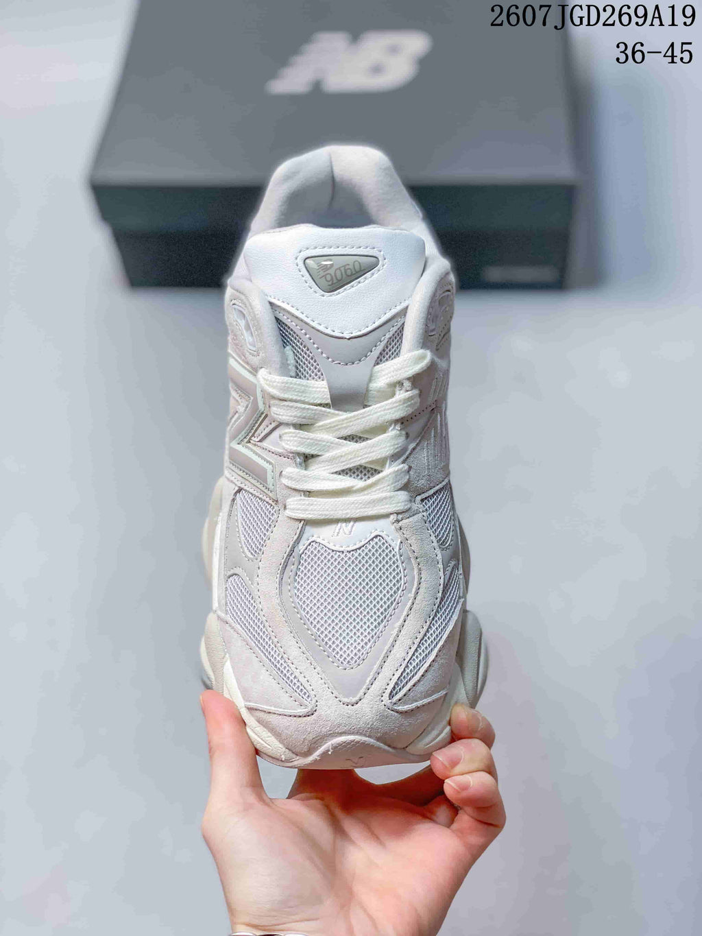New Balance 9060 Trainers White with Mint Accents - product image from the listing.