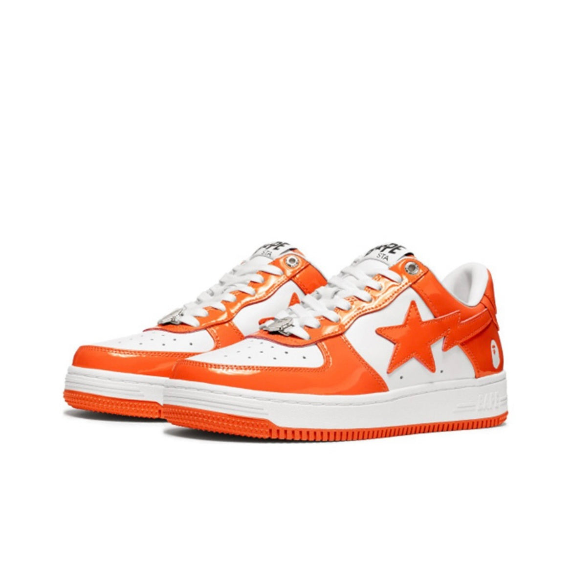 A Bathing Ape BAPE STA Low Sneakers in White Orange - product image from the listing.