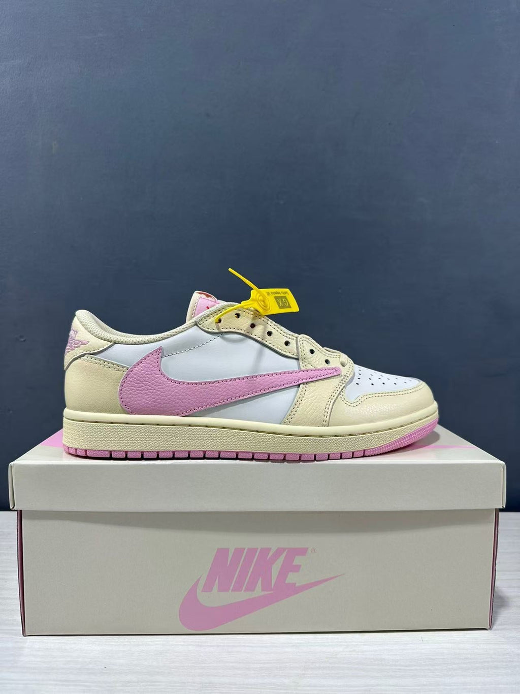 Jordan Travis Scott Air Jordan 1 Low OG Shy Sneakers in Pink - product image from the listing.