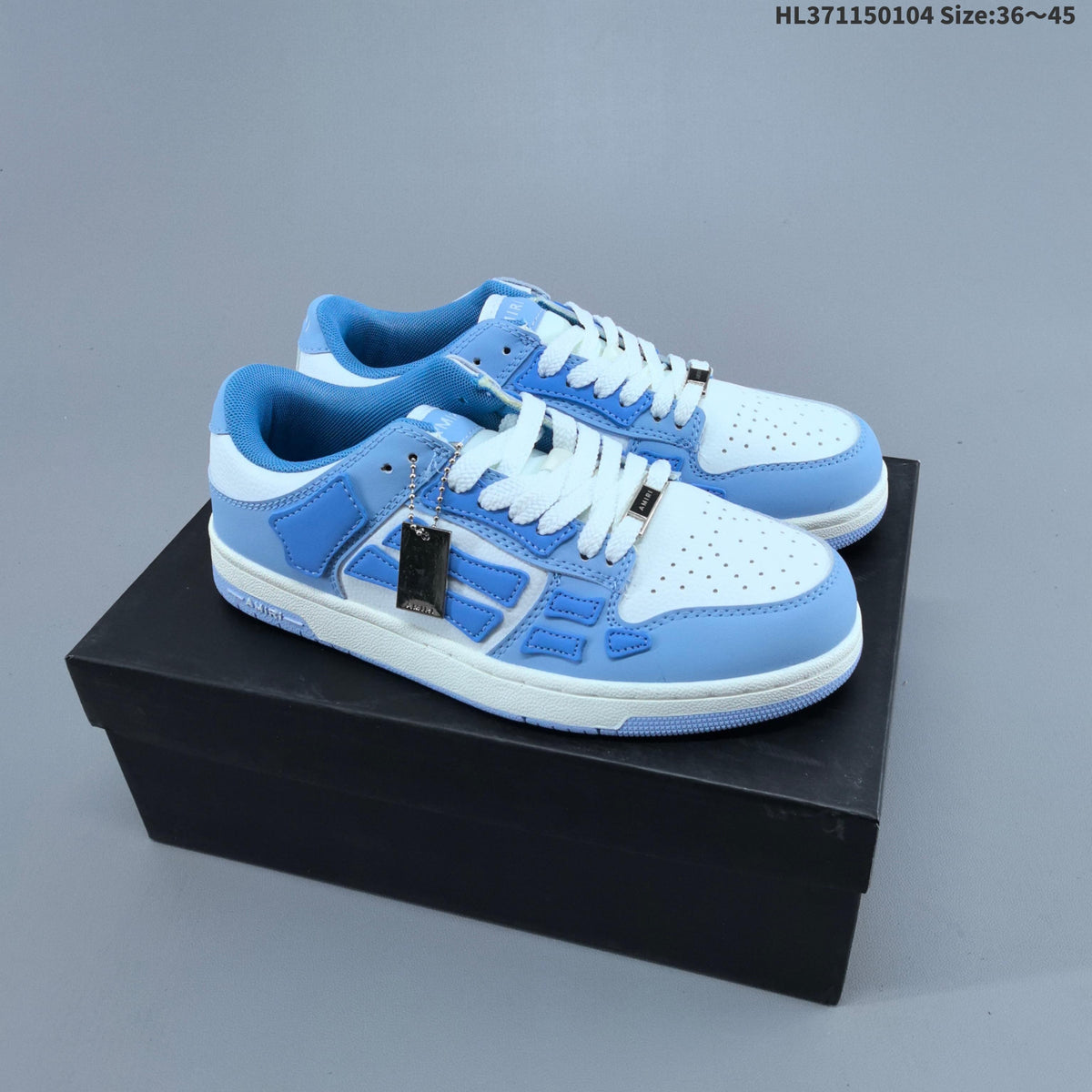 White and Blue AMIRI Skeleton Low-Top Sneakers - product image from the listing.