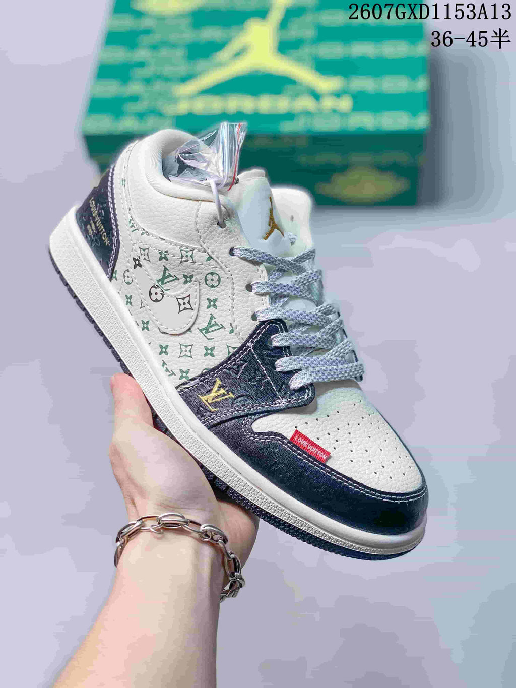 Nike SB Dunk Low Sneakers in White Navy Gold QL1988-00 - product image from the listing.