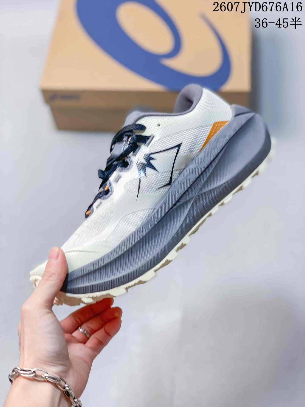 ASICS Trabuco Max 5 Trail Running Shoes in White Gray - product image from the listing.