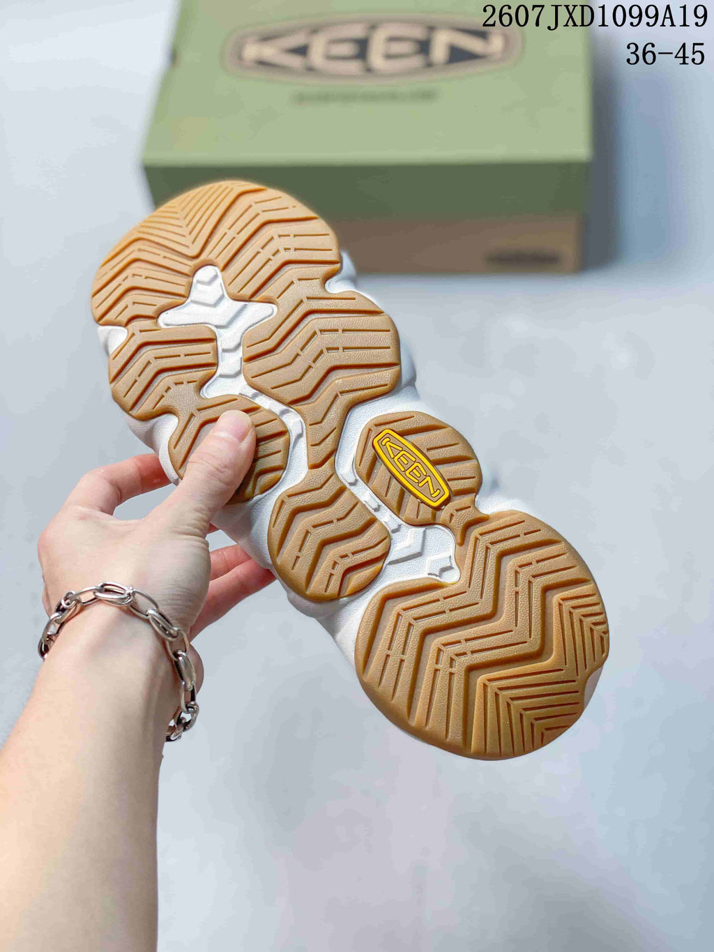 KEEN Astoria West Closed-Toe Sandals in White Gray 2607JXD1099A19 - product image from the listing.