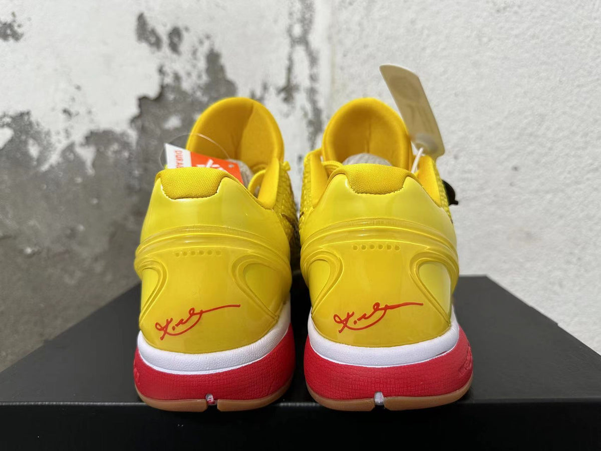 Nike Kobe 6 Protro SpongeBob Basketball Shoes in Yellow - product image from the listing.