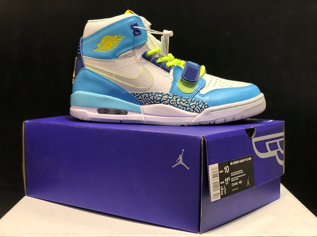 Air Jordan Legacy 312 Fly High-Top Sneakers, in White and Blue - product image from the listing.