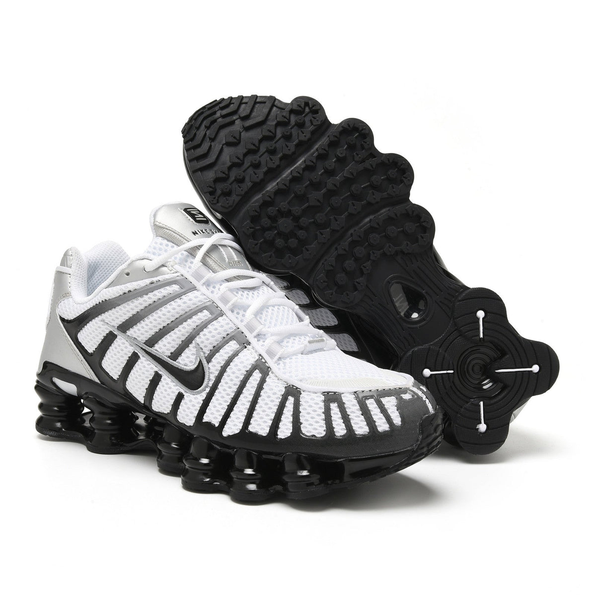 White and Red Nike Shox TL Sneakers - product image from the listing.