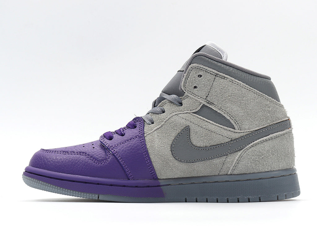 Nike Air Jordan 1 Mid SE Sneakers in Grey Purple CW5897-005 - product image from the listing.