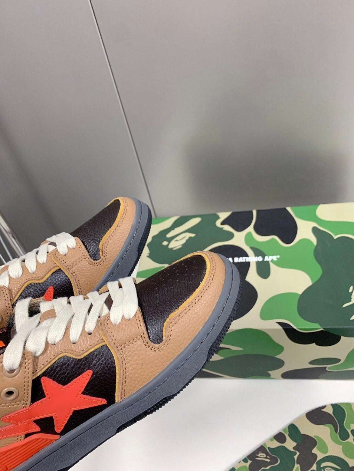 BAPE SK8 STA Trainers Brown and Black 1H80-191-021 - product image from the listing.