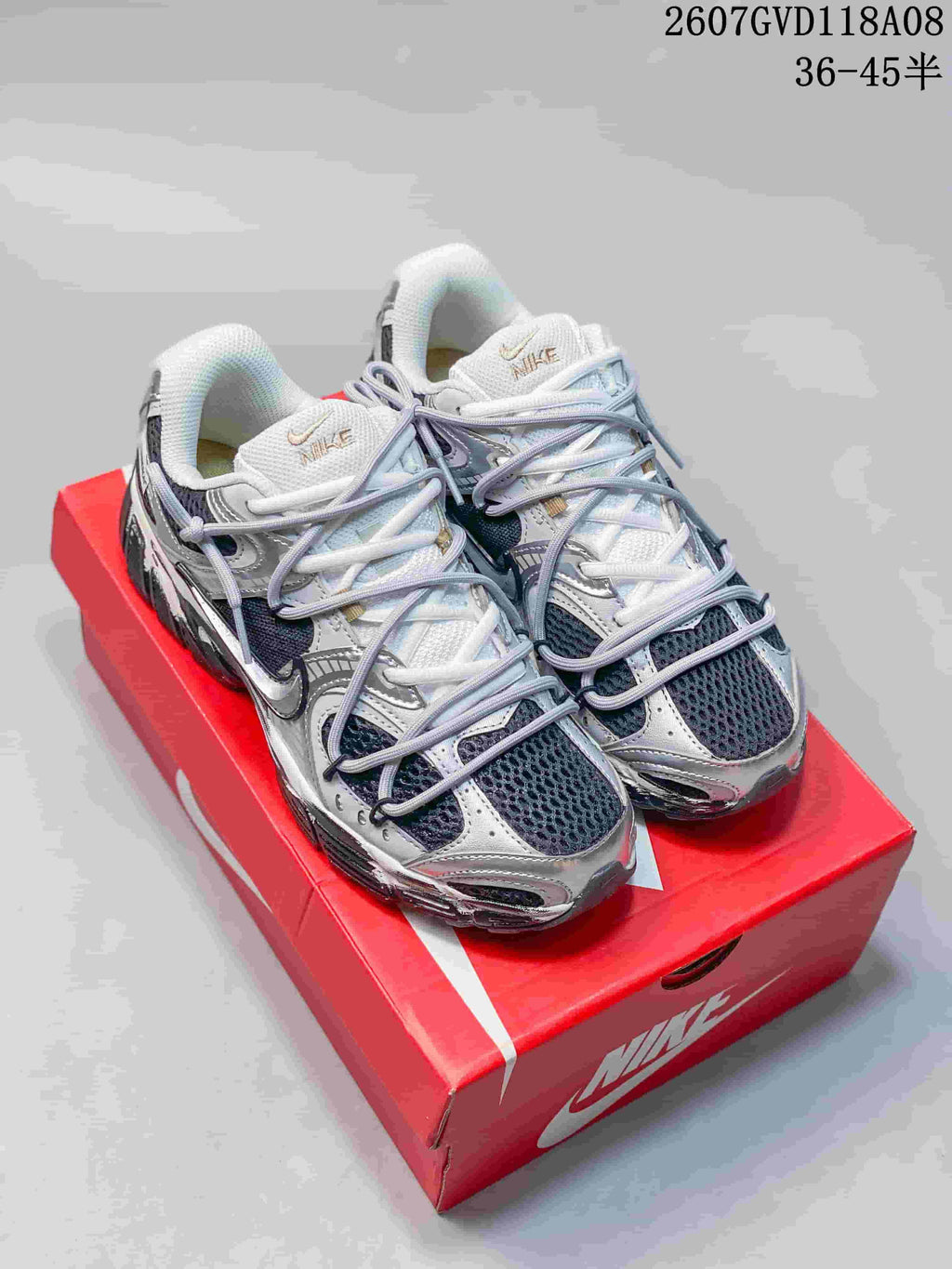Nike V5 RNR Sneakers in White Silver Black - product image from the listing.