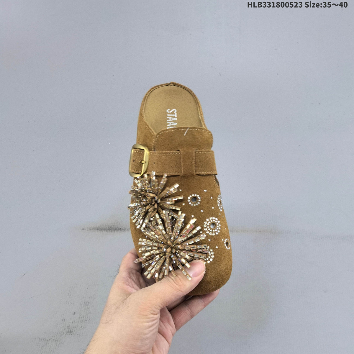 GG-CC Brown Mule Clogs with Firework Embellishment - product image from the listing.